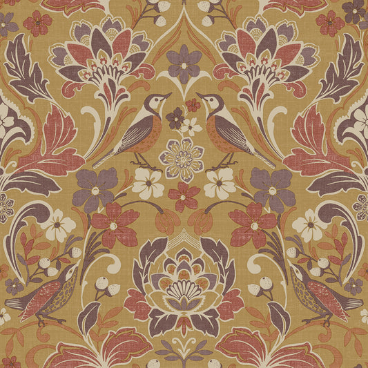 York Wallcoverings Arthouse Birdy Yellow Nuthatch Floral Wallpaper Animals Bohemian Yellow  Wallpaper - AH100198AH