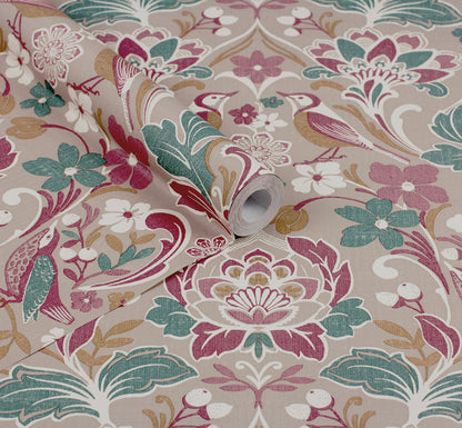 York Wallcoverings Arthouse Birdy Pink Nuthatch Floral Wallpaper Animals Bohemian Pink  Wallpaper - AH100199AH