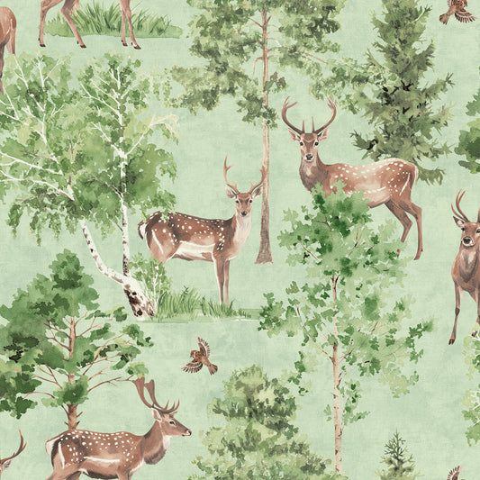 York Wallcoverings Arthouse Cletis Neutral Deer Forest Wallpaper Woods & Forests Lodge Neutral  Wallpaper - AH100215AH