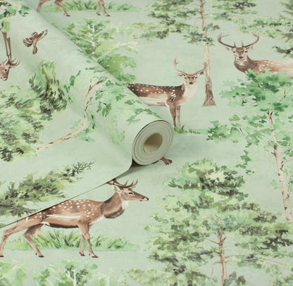 York Wallcoverings Arthouse Cletis Neutral Deer Forest Wallpaper Woods & Forests Lodge Neutral  Wallpaper - AH100215AH