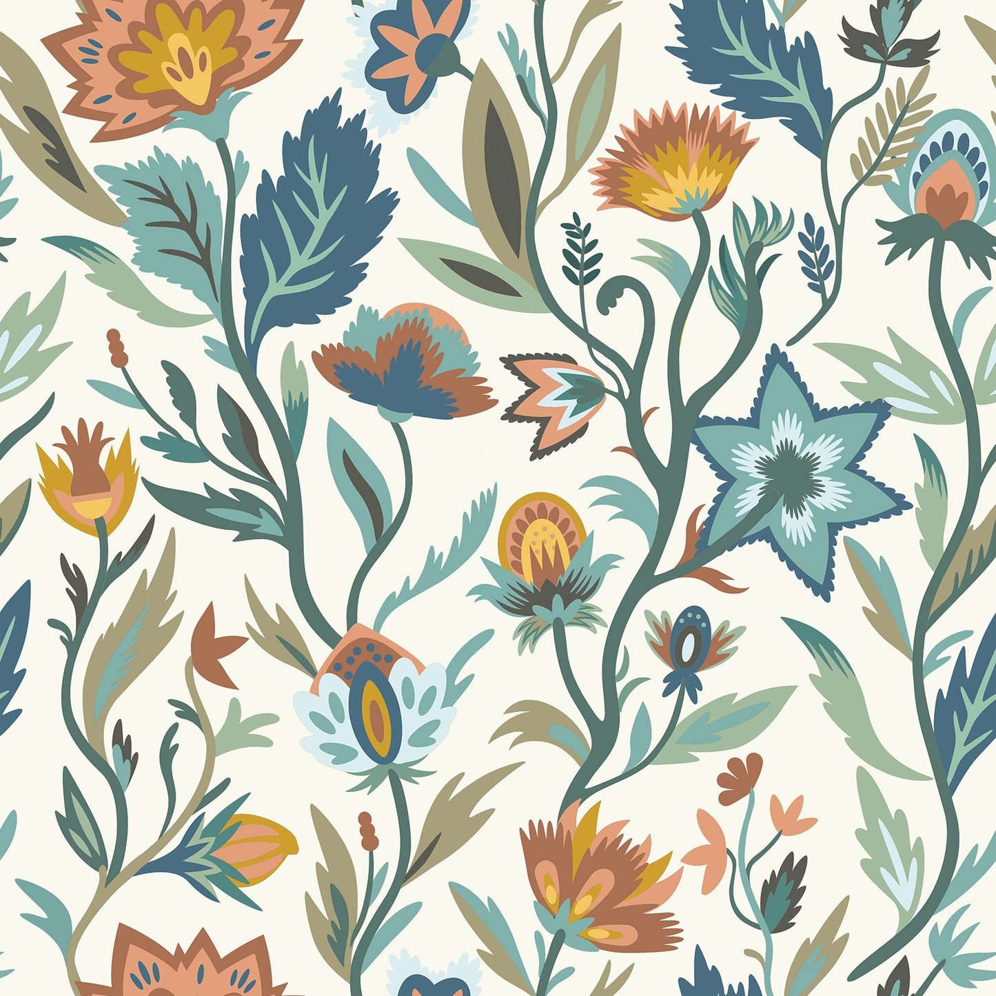York Wallcoverings Arthouse Mallory Blue Vivid Floral Wallpaper Graphics Modern Blue  Wallpaper - AH100381AH