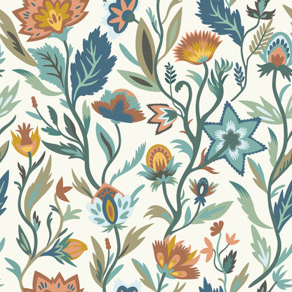 York Wallcoverings Arthouse Mallory Blue Vivid Floral Wallpaper Graphics Modern Blue  Wallpaper - AH100381AH