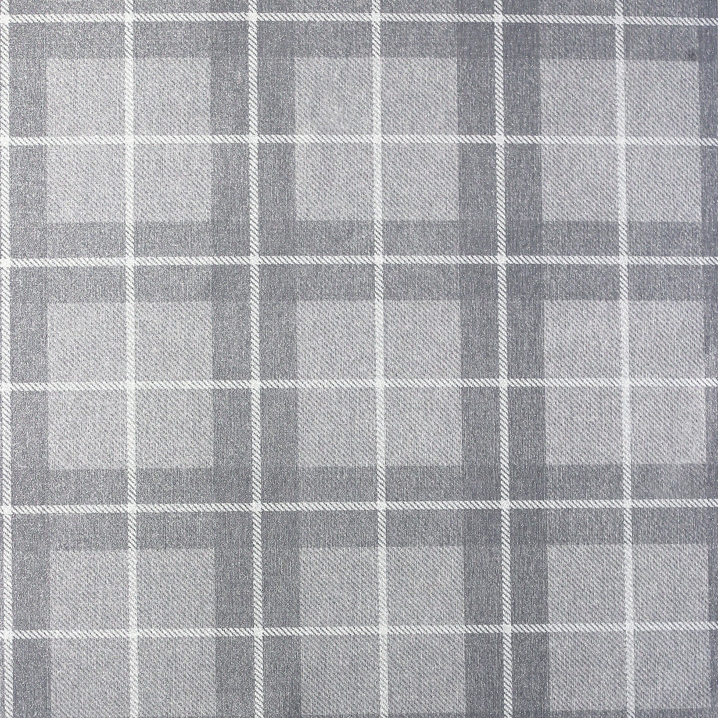 Grey checkered plaid wallpaper with light and dark grey squares and white lines; textured surface.