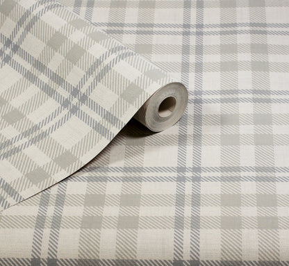 York Wallcoverings Arthouse Corrine Neutral Countryside Check Wallpaper Graphics Farmhouse Neutral  Wallpaper - AH294606