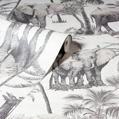 York Wallcoverings Arthouse Adelia Neutral Elephant Grove Wallpaper Animals Tropical Neutral  Wallpaper - AH296700