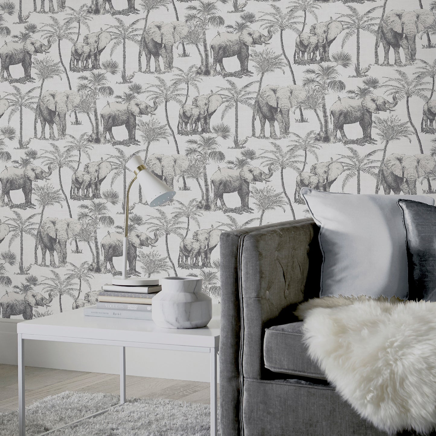 York Wallcoverings Arthouse Adelia Neutral Elephant Grove Wallpaper Animals Tropical Neutral  Wallpaper - AH296700