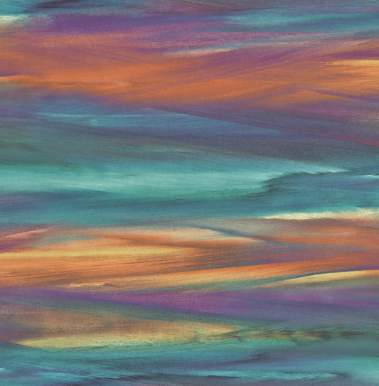 Seabrook Designs  Rainbrow Brush Abstract Contemporary Cerulean, Clementine, & Purple   - AH40201