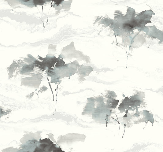 Seabrook Designs  Brushstroke Trees Abstract Contemporary Metallic Silver, Ebony, & Pearl   - AH40700