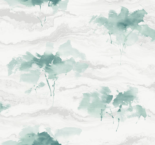Seabrook Designs  Brushstroke Trees Abstract Contemporary Metallic Teal & Pearl   - AH40704