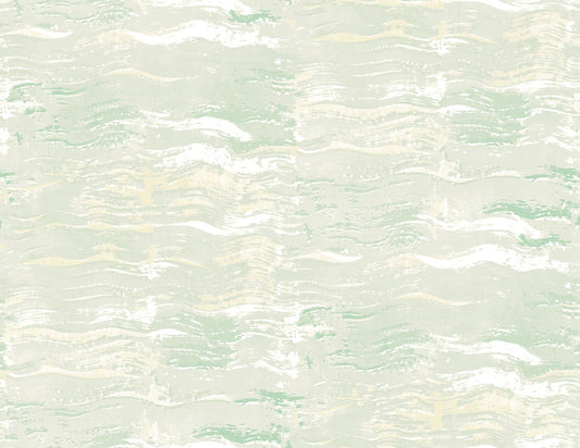Seabrook Designs  Bleached Wave Abstract Contemporary Metallic Pearl & Aloe Green   - AH40804
