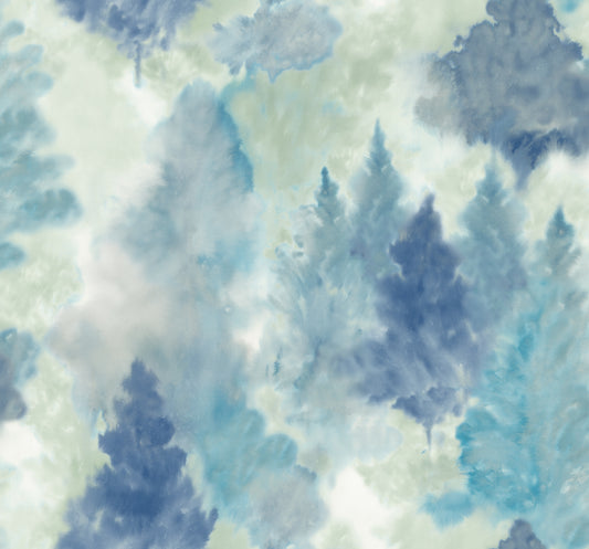 Seabrook Designs  Soft Landscape Abstract Contemporary Metallic Sky Blue, Cerulean, & Aloe Green   - AH41202