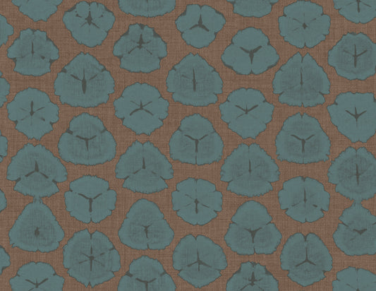 Seabrook Designs  Shibori Blossoms Floral Contemporary Metallic Blue & Cedar Brown   - AH41316