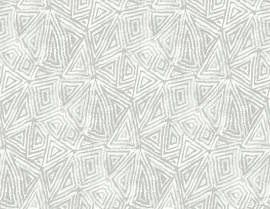Seabrook Designs  African Geo Floral Contemporary Metallic Silver & Off-White   - AH41500