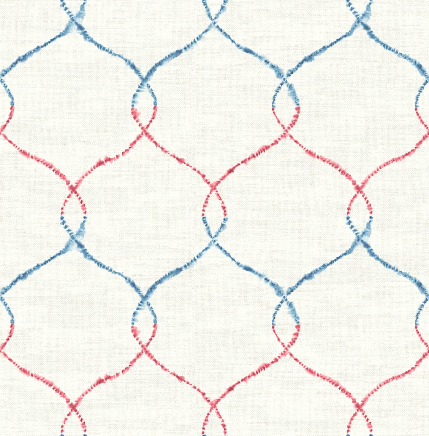 Seabrook Designs  Shibori Lattice Floral Contemporary Royal Blue, Ruby, & Metallic Pearl   - AH41611