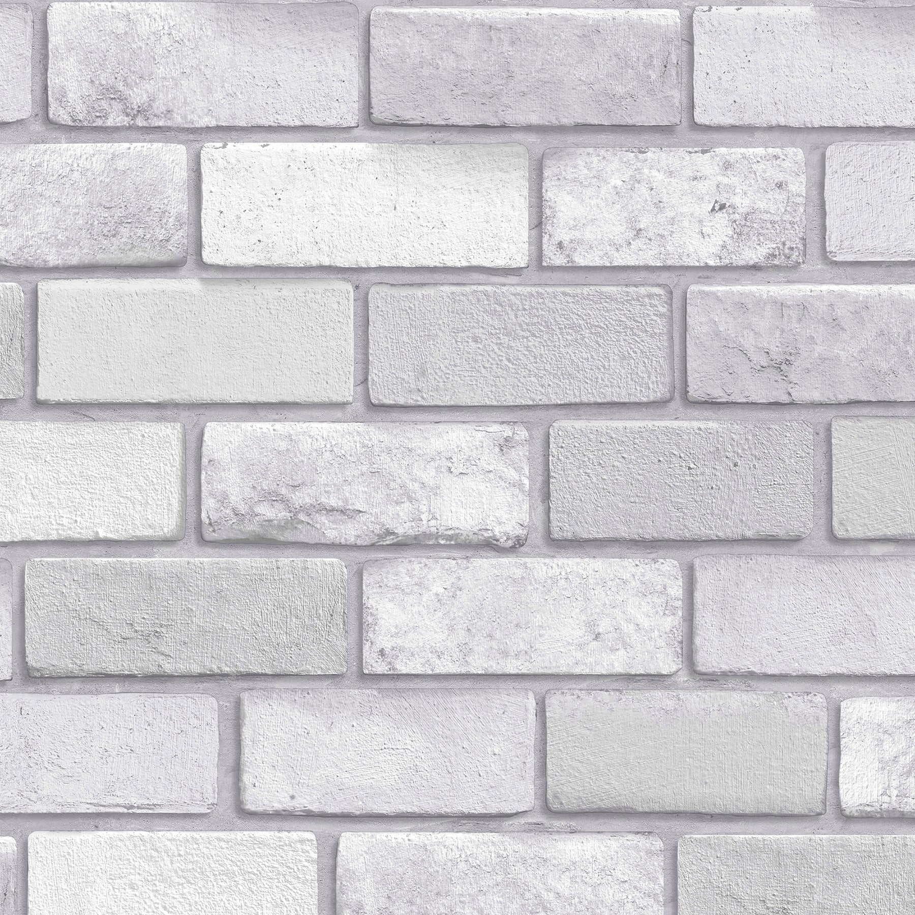 Light gray, whitewashed brick-pattern wallpaper in a staggered rectangular layout.