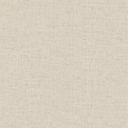 Beige linen-texture wallpaper with visible woven fibers and a neutral upholstery-like appearance.