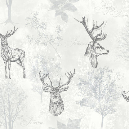 York Wallcoverings Arthouse Gilbert Black Etched Stag Wallpaper Animals Lodge Black  Wallpaper - AH901808