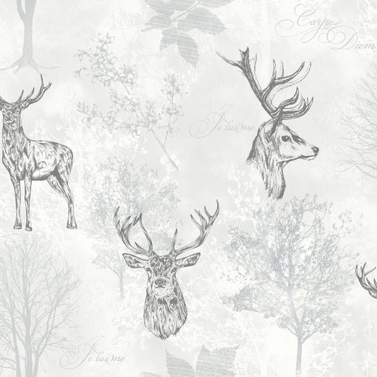 York Wallcoverings Arthouse Gilbert Black Etched Stag Wallpaper Animals Lodge Black  Wallpaper - AH901808