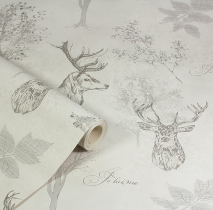 York Wallcoverings Arthouse Gilbert Black Etched Stag Wallpaper Animals Lodge Black  Wallpaper - AH901808