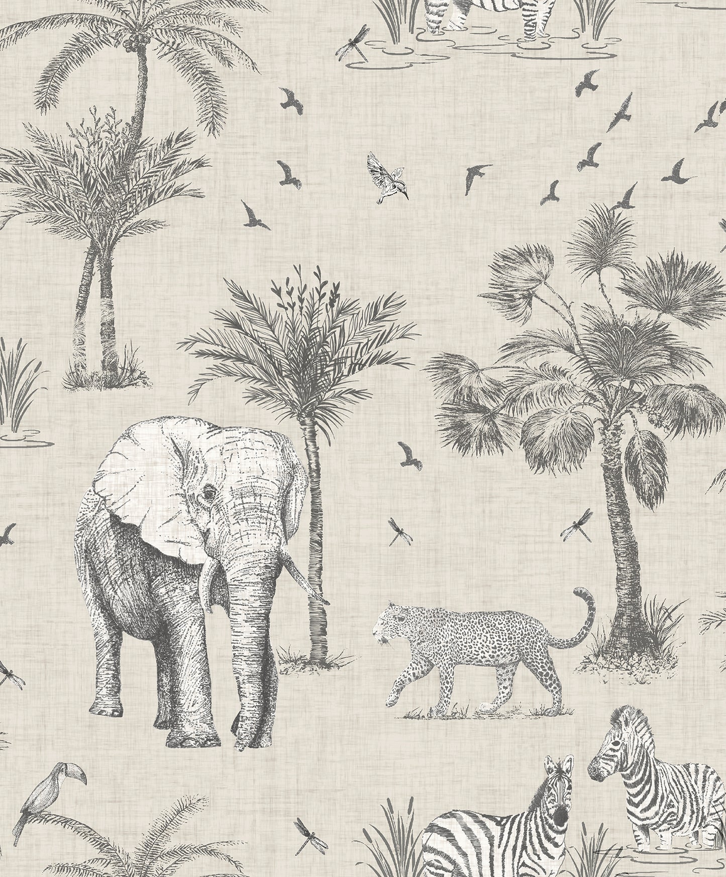 York Wallcoverings Arthouse Lionel Grey Safari Lagoon Wallpaper Animals Modern Grey  Wallpaper - AH908902
