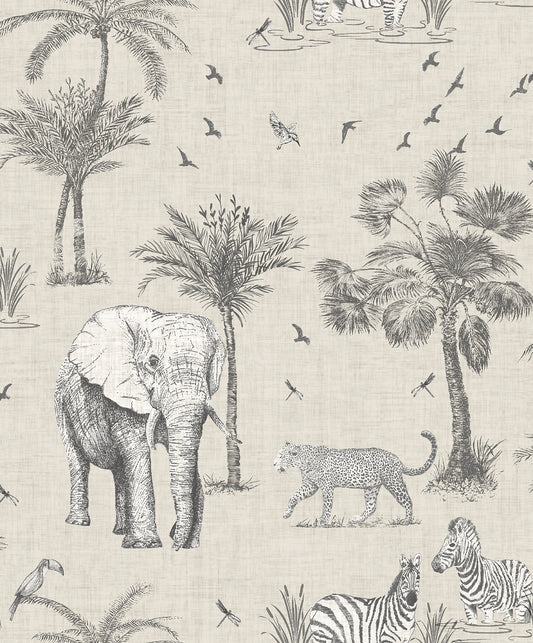 York Wallcoverings Arthouse Lionel Grey Safari Lagoon Wallpaper Animals Modern Grey  Wallpaper - AH908902