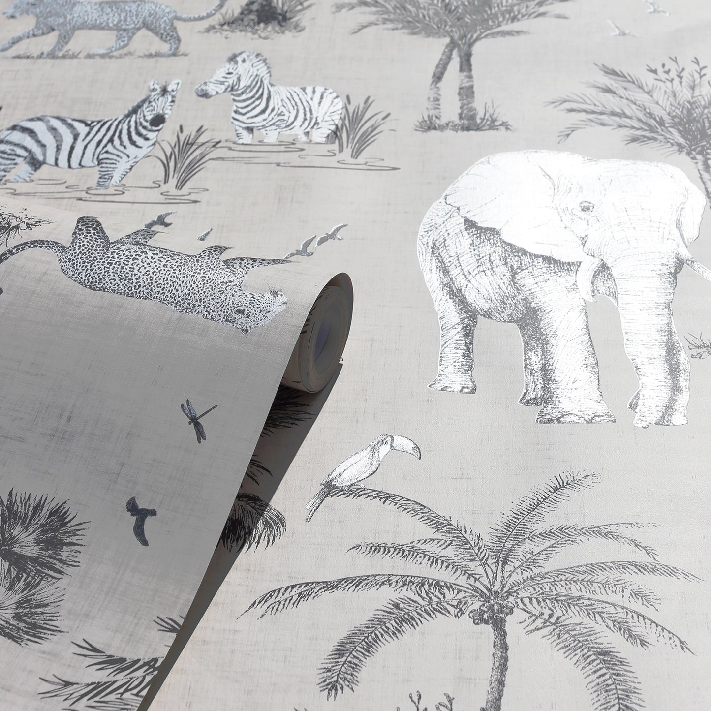 York Wallcoverings Arthouse Lionel Grey Safari Lagoon Wallpaper Animals Modern Grey  Wallpaper - AH908902