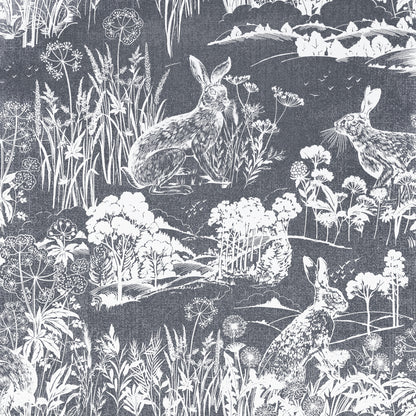 York Wallcoverings Arthouse Hattie Navy Meadow Hare Wallpaper Animals Farmhouse Navy  Wallpaper - AH909606
