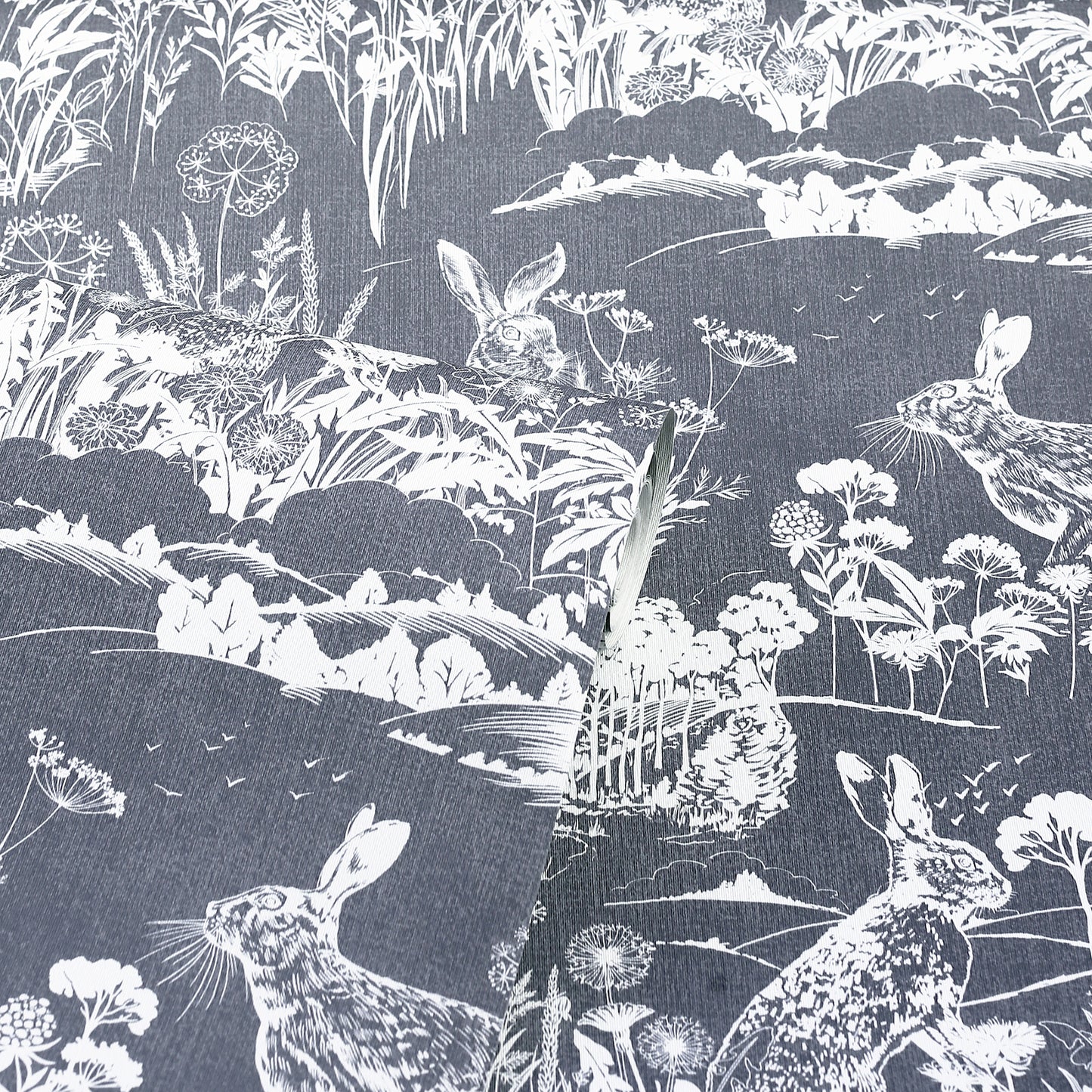 York Wallcoverings Arthouse Hattie Navy Meadow Hare Wallpaper Animals Farmhouse Navy  Wallpaper - AH909606