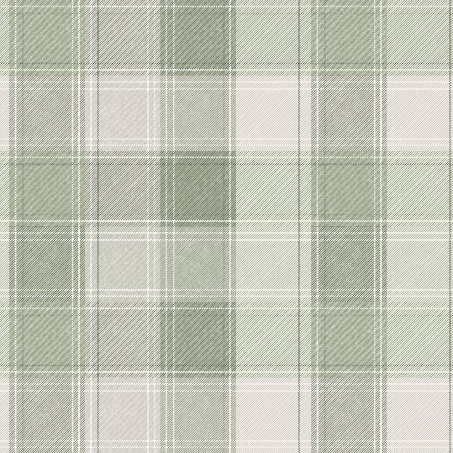 Green plaid woven fabric with white grid lines; versatile for shirts or light upholstery.