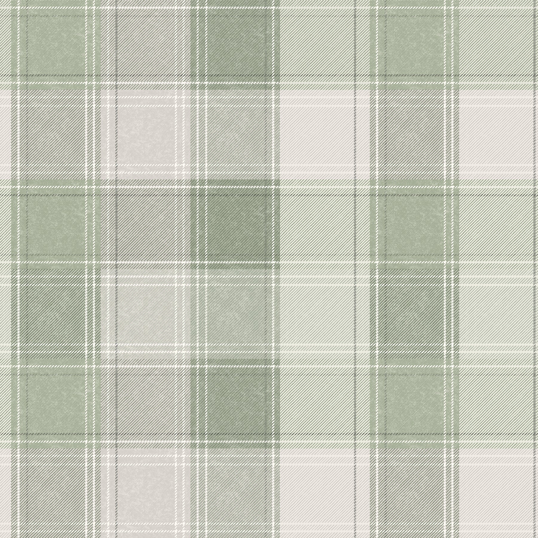 Green plaid woven fabric with white grid lines; versatile for shirts or light upholstery.