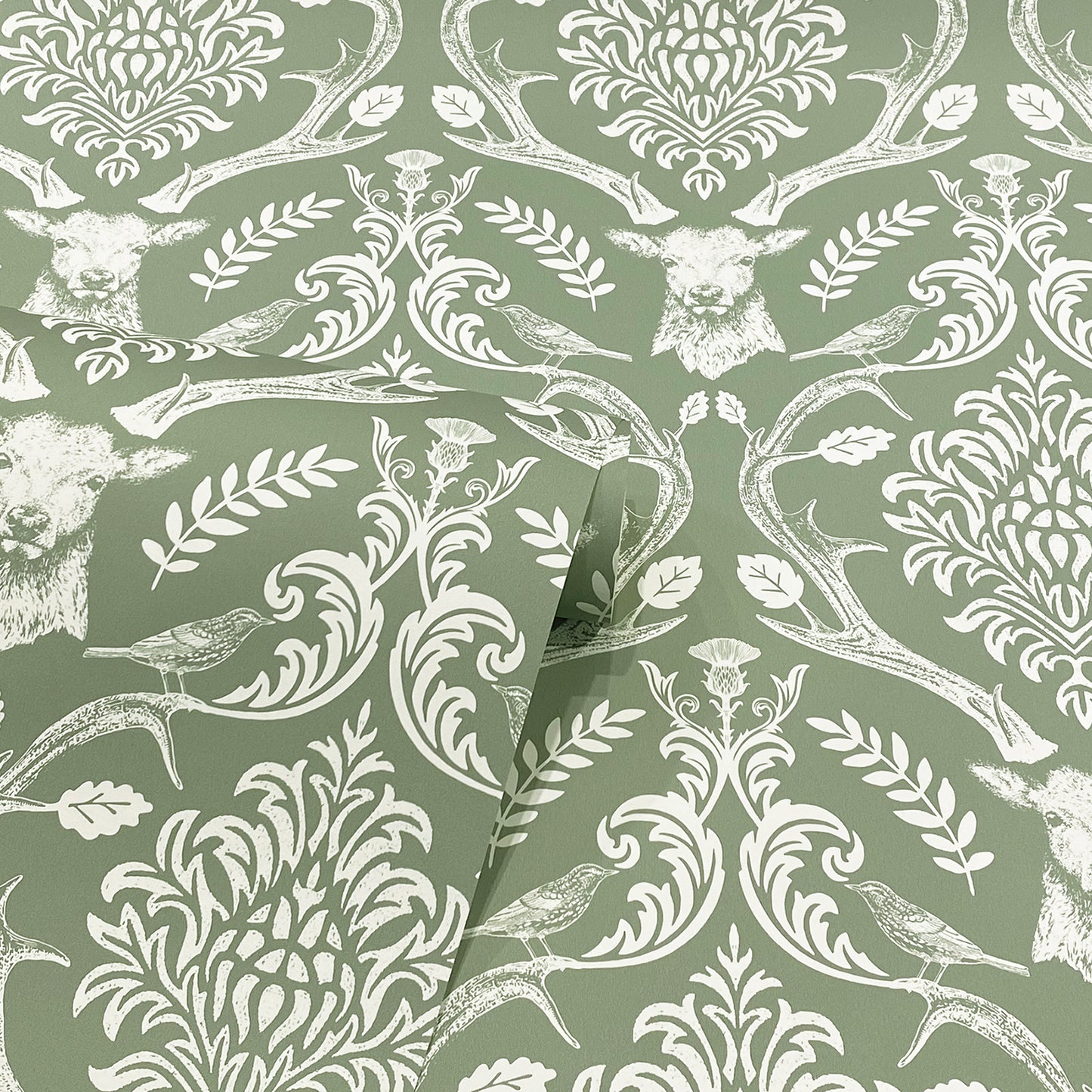 York Wallcoverings Arthouse Wickham Green Stag Damask Wallpaper Animals Farmhouse Green  Wallpaper - AH923706