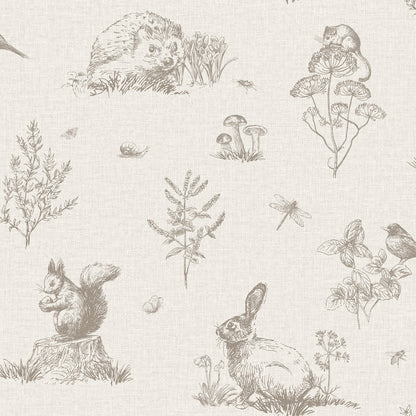 York Wallcoverings Arthouse Clawford Beige Meadow Friends Wallpaper Animals Farmhouse Beige  Wallpaper - AH924409