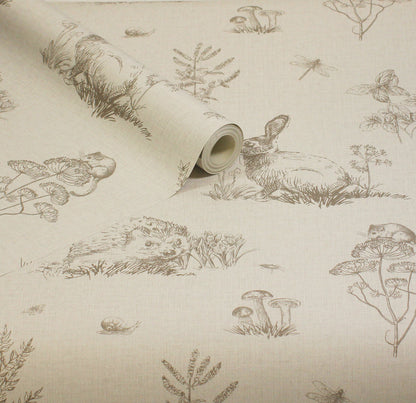 York Wallcoverings Arthouse Clawford Beige Meadow Friends Wallpaper Animals Farmhouse Beige  Wallpaper - AH924409