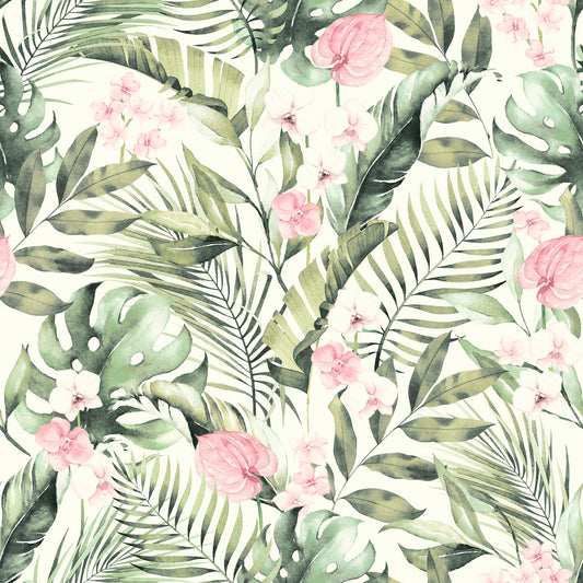 York Wallcoverings Arthouse Harrietta Green Tropical Floral Wallpaper Botanical Tropical Green  Wallpaper - AH924906