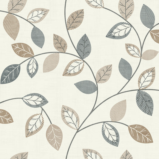 York Wallcoverings Arthouse Sylvie Neutral Leaf Trail Wallpaper Botanical Scandinavian Neutral  Wallpaper - AH925405