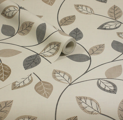 York Wallcoverings Arthouse Sylvie Neutral Leaf Trail Wallpaper Botanical Scandinavian Neutral  Wallpaper - AH925405