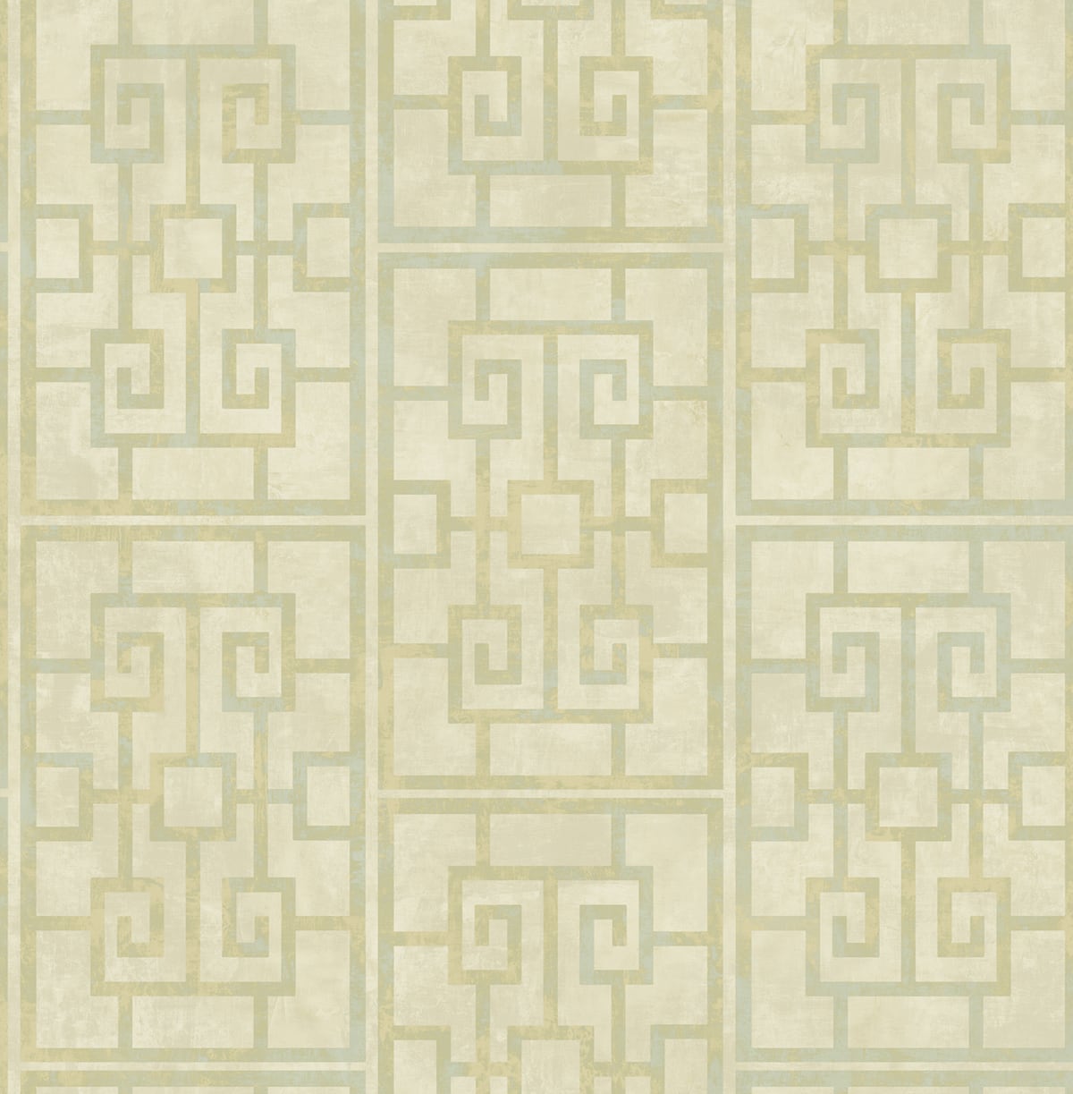 Seabrook Designs Koi Dynasty Lattice Geometric Traditional Green Metallic Sidewall - AI40201