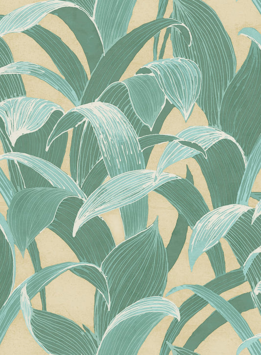 Seabrook Designs Koi Imperial Banana Groves Botanical Traditional Green Metallic Sidewall - AI40305