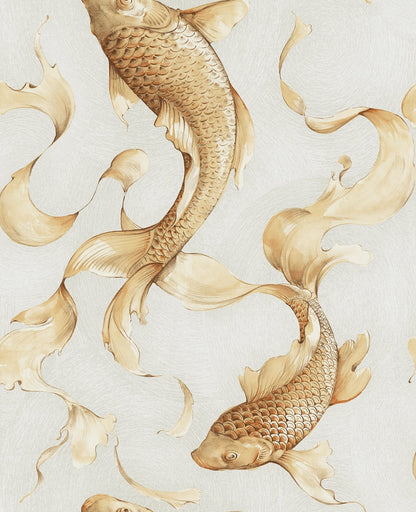 Seabrook Designs Koi Koi Fish Animal Print Traditional Gold Metallic  - AI40610