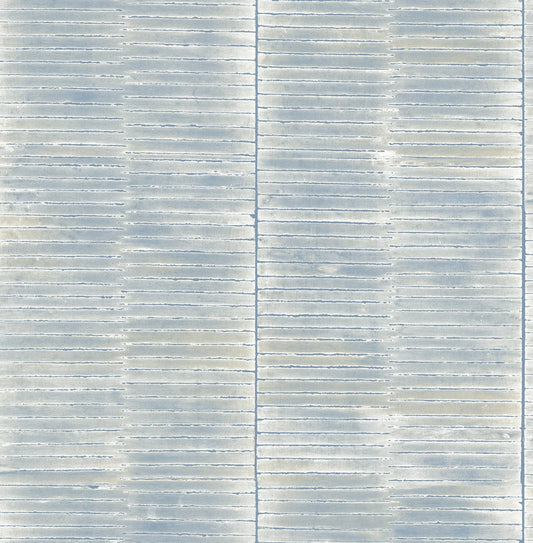 Seabrook Designs Koi Dynasty Bamboo Stripe Traditional Blue Metallic Sidewall - AI41302