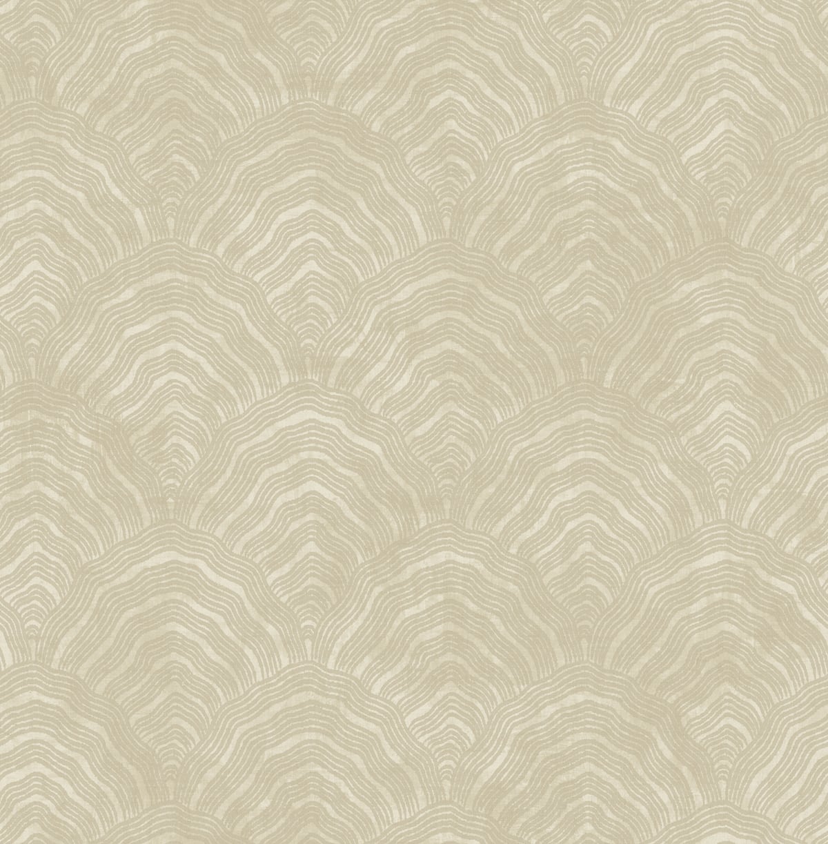 Seabrook Designs Koi Confucius Scallop Geometric Traditional Beige Metallic Sidewall - AI41503