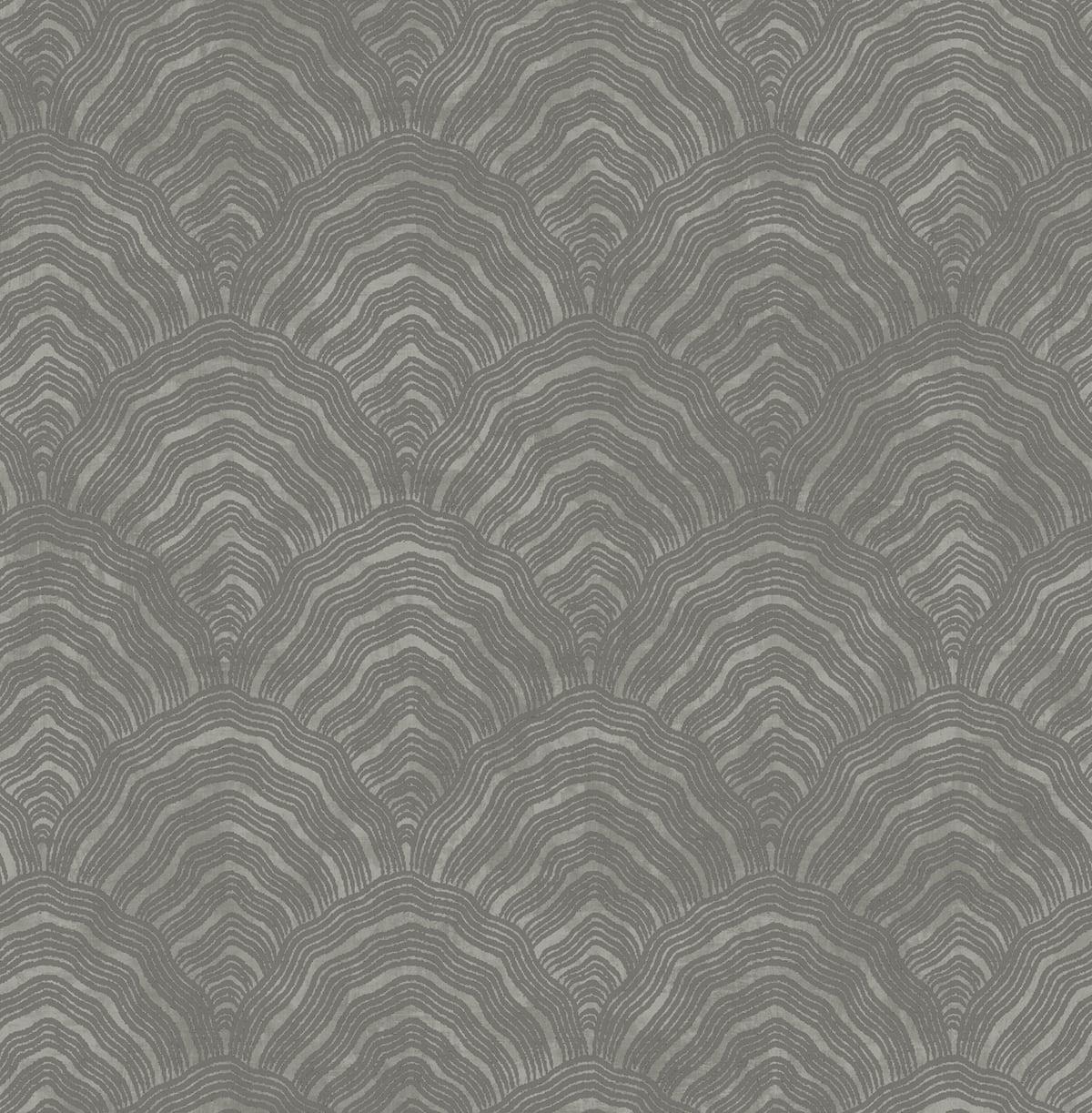 Seabrook Designs Koi Confucius Scallop Geometric Traditional Grey Metallic Sidewall - AI41508