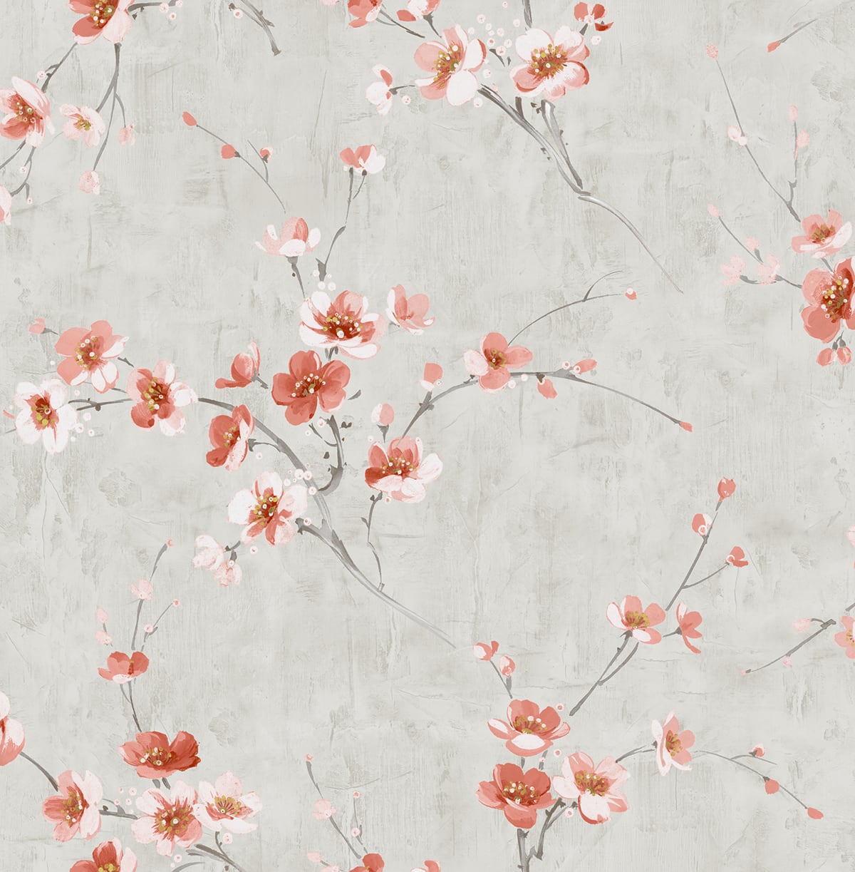 Seabrook Designs Koi Silk Road Dogwood Floral Traditional Pink Metallic Sidewall - AI41608