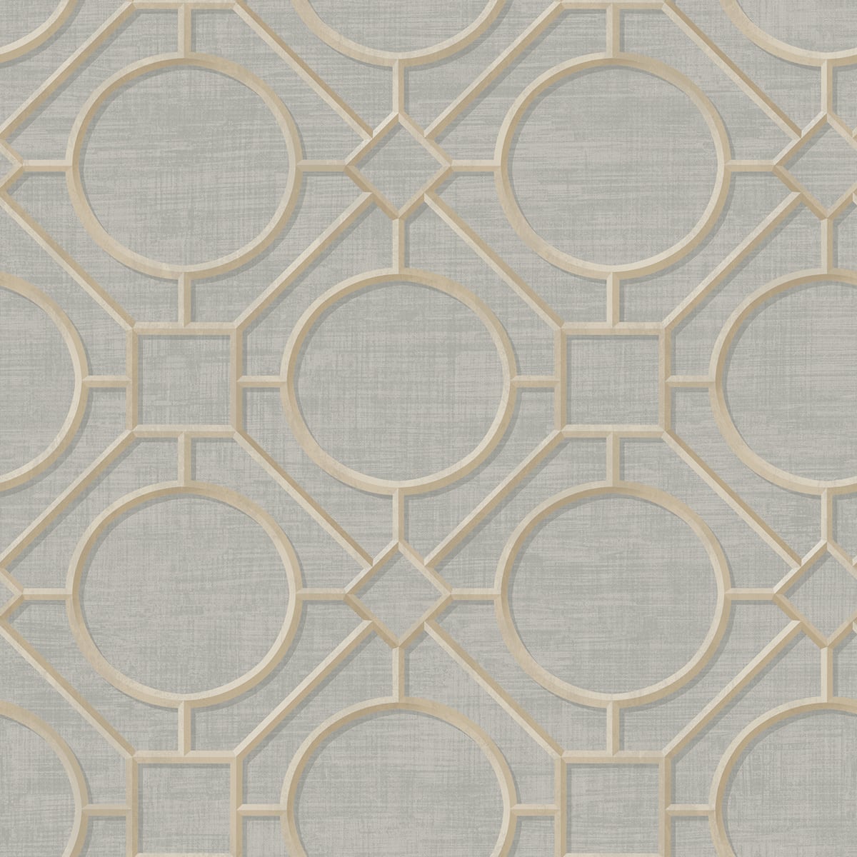 Seabrook Designs Koi Silk Road Trellis Geometric Traditional Grey Metallic Sidewall - AI42401