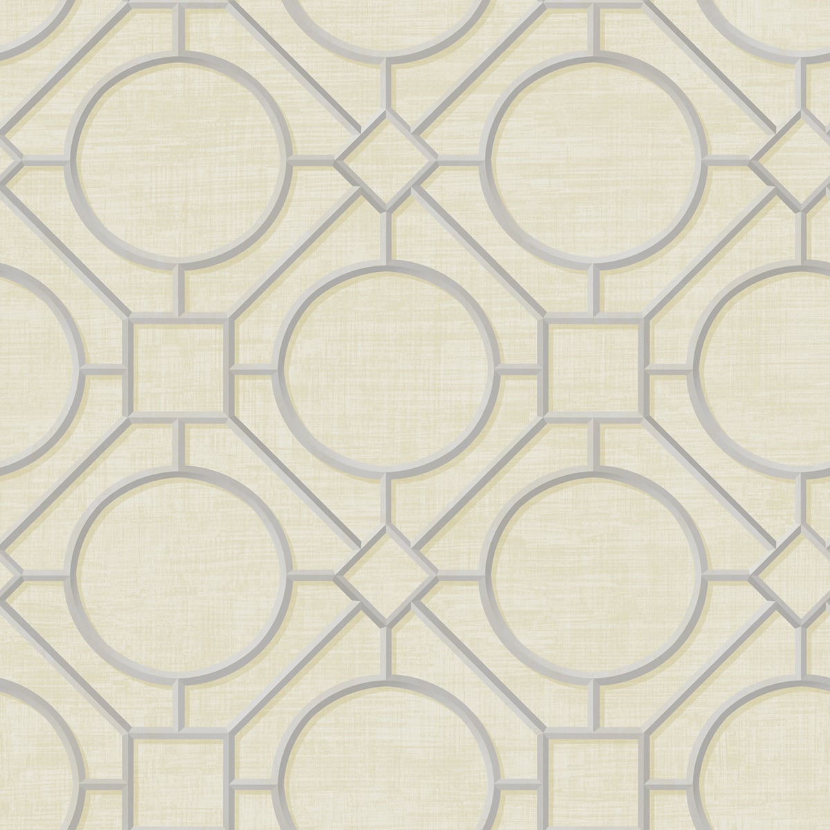 Seabrook Designs Koi Silk Road Trellis Geometric Traditional Beige Metallic Sidewall - AI42403