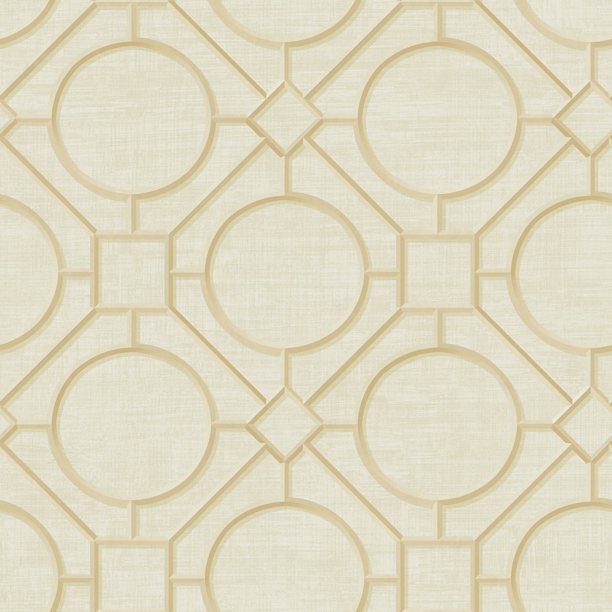 Seabrook Designs Koi Silk Road Trellis Geometric Traditional Beige Metallic Sidewall - AI42404