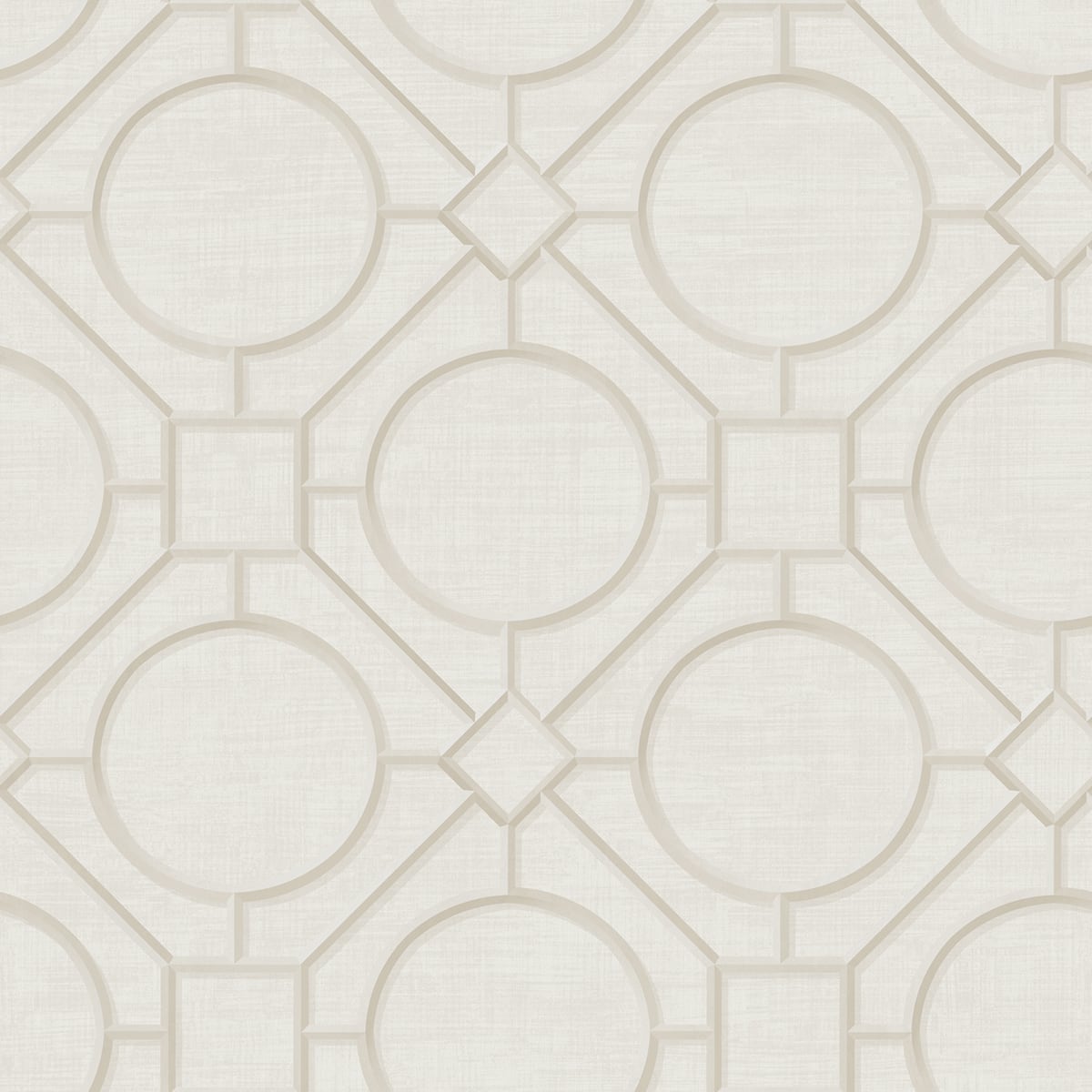 Seabrook Designs Koi Silk Road Trellis Geometric Traditional Beige Metallic Sidewall - AI42411