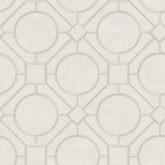 Seabrook Designs Koi Silk Road Trellis Geometric Traditional Beige Metallic Sidewall - AI42411