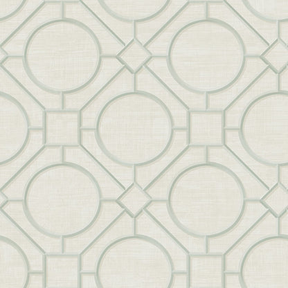 Seabrook Designs Koi Silk Road Trellis Geometric Traditional Beige Metallic  - AI42414