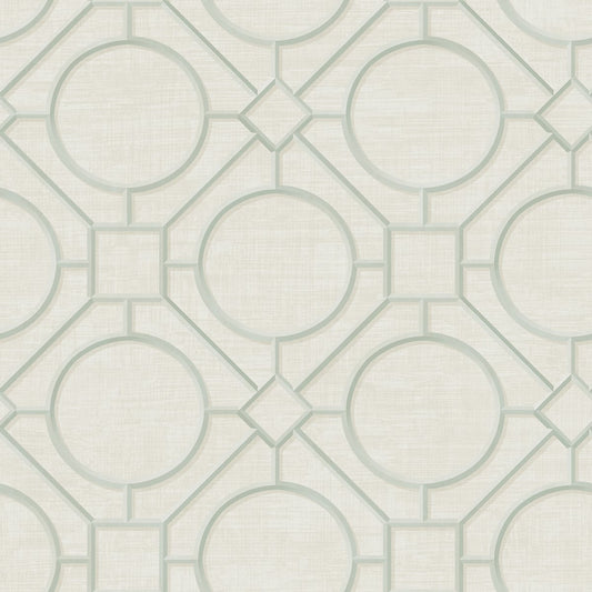 Seabrook Designs Koi Silk Road Trellis Geometric Traditional Beige Metallic Sidewall - AI42414